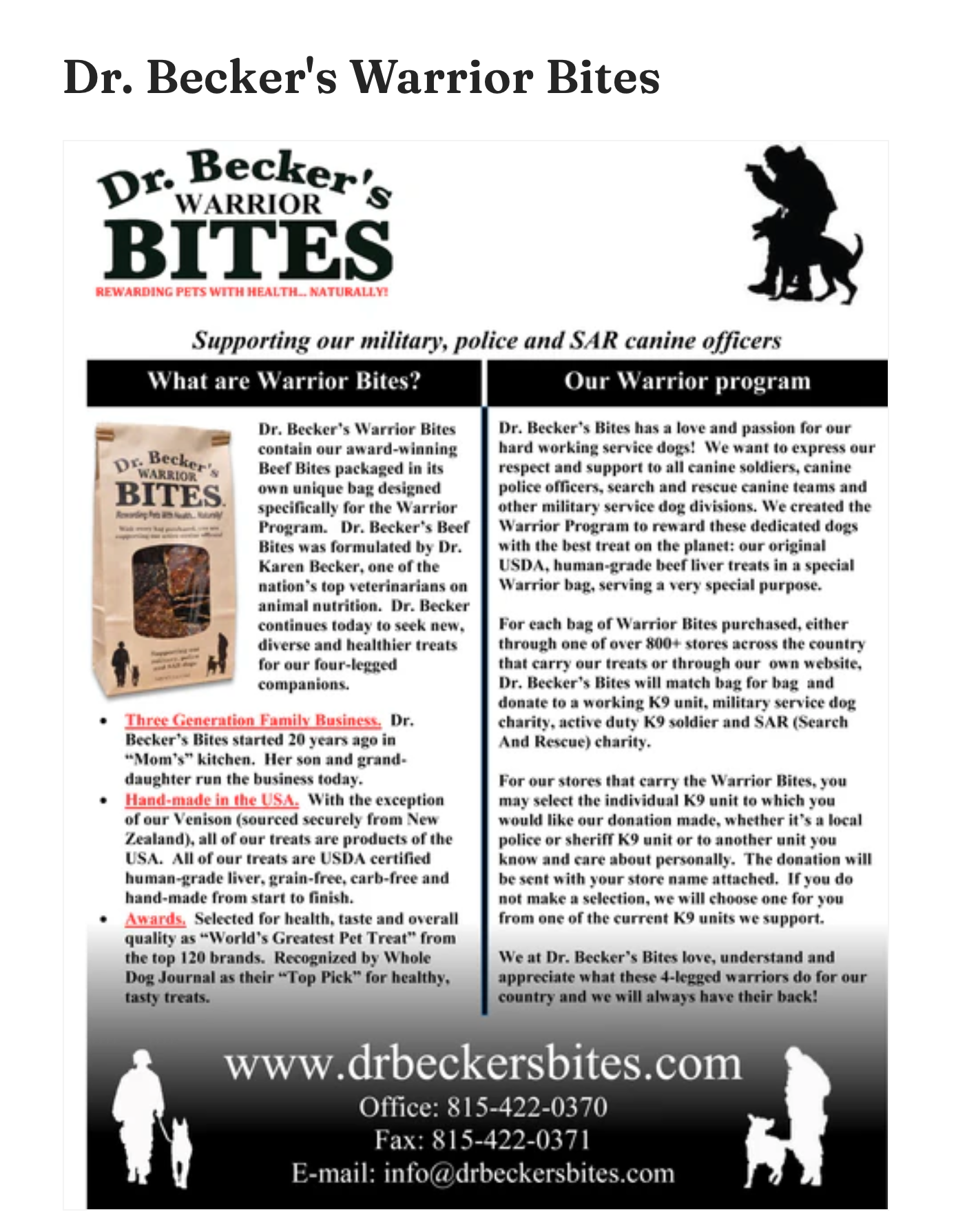 Dr. Becker's Warrior Bites
